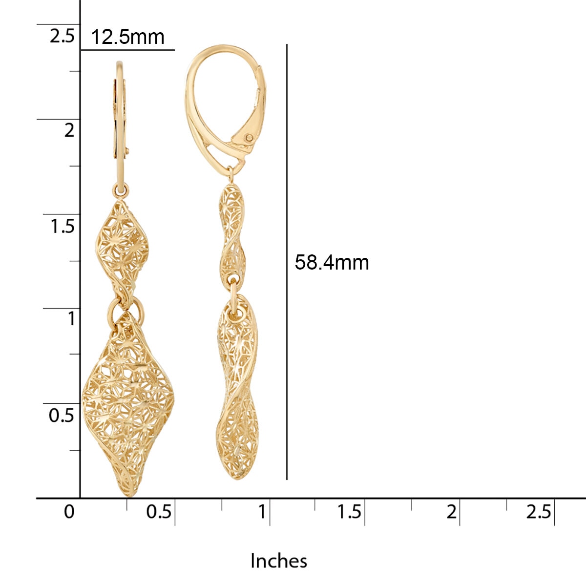 Aretes Colgantes, Oro Amarillo de 14K