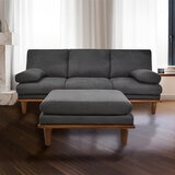 Violanti, Sofa Cama de tres plazas con Brazos y Patas de Madera