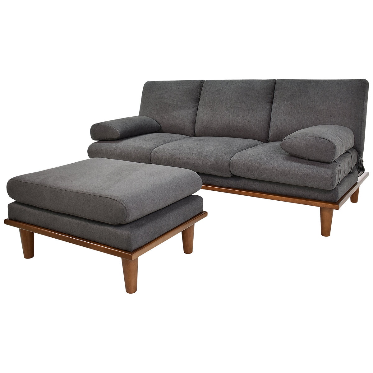 Violanti, Sofa Cama de tres plazas con Brazos y Patas de Madera