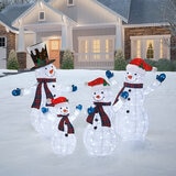 Familia de Muñecos de Nieve con Luces LED