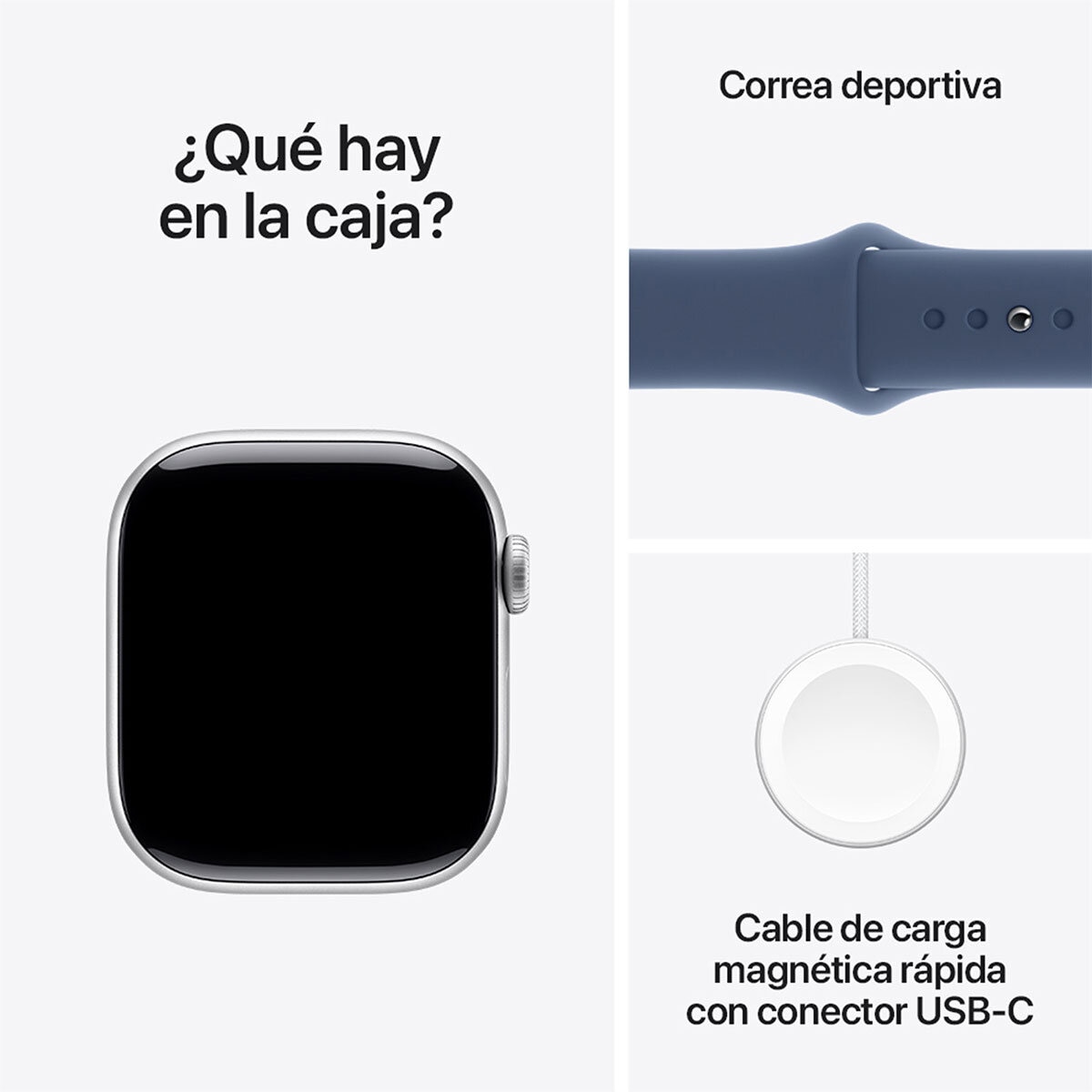 Apple Watch S10 (GPS) Caja de aluminio plata 42mm con correa deportiva azul denim