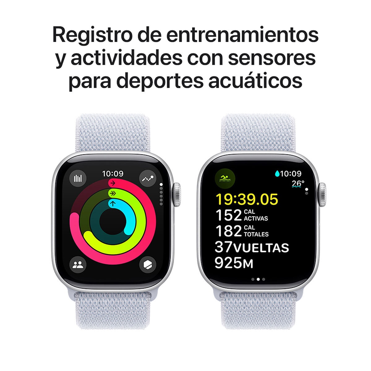 Apple Watch S10 (GPS) Caja de aluminio plata 42mm con correa loop azul nube