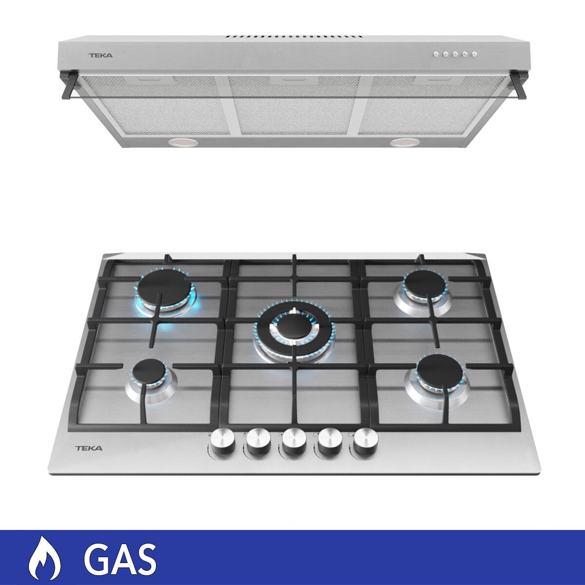 Teka Combo Campana de Pared 75 cm y Parrilla de Gas 5 Quemadores 75 cm Teka Combo Campana de Pared 75 cm y Parrilla de Gas 5 Quemadores 75 cm