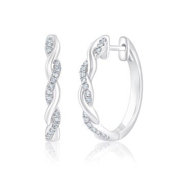 Aretes, Arracadas de Diamantes 0.20ctw, Oro Blanco de 14K Aretes, Arracadas de Diamantes 0.20ctw, Oro Blanco de 14K