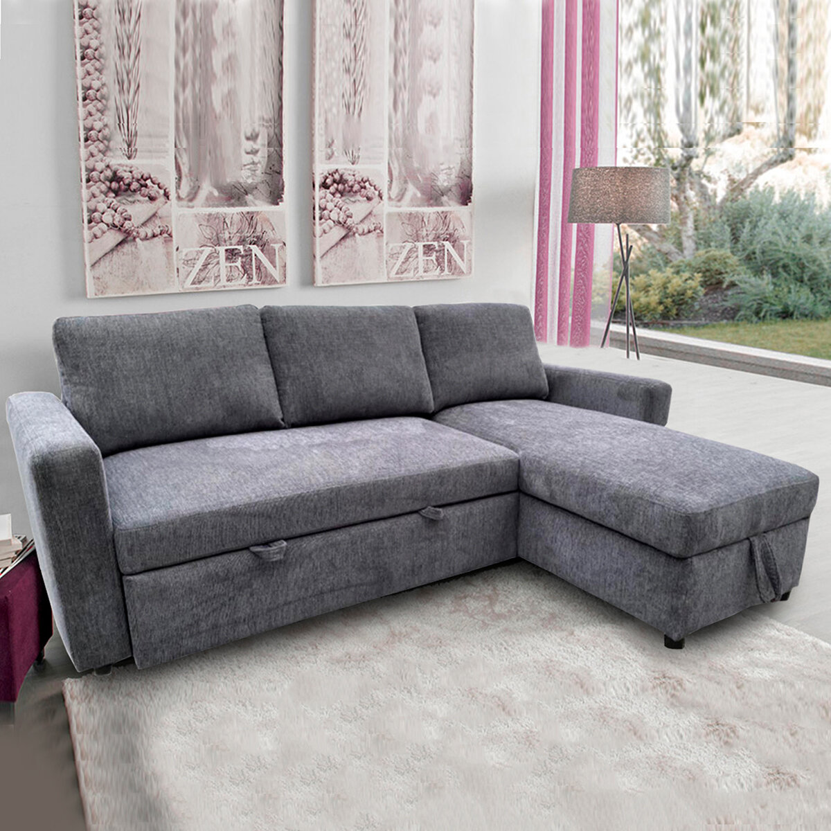 sofá cama kildonan de tela color gris marca palliser