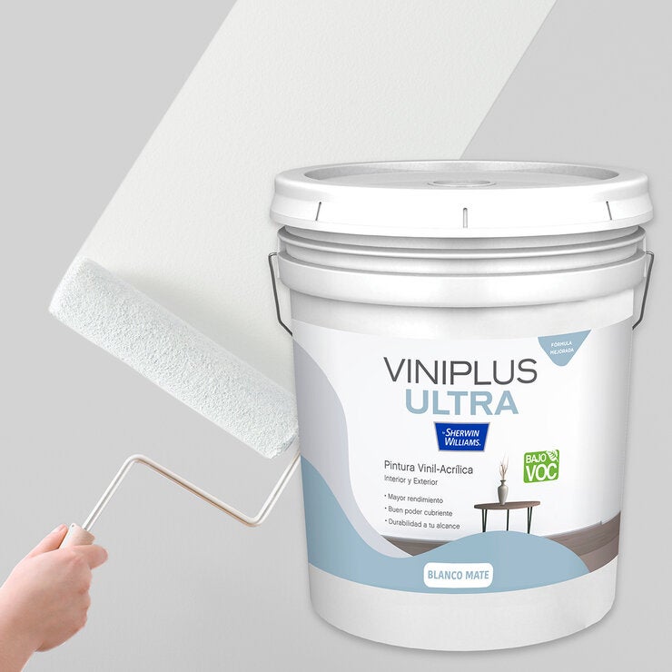 ViniPlus, Pintura Blanca Viníl-Acrílica, 19L ViniPlus, Pintura Blanca Viníl-Acrílica, 19L