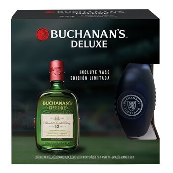 Whisky Buchanan's Deluxe 12 Años Blended Scotch 750ml + Vaso de Edición Limitada