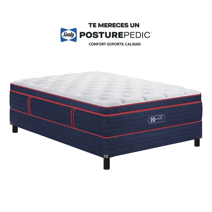 Sealy, Embody Soft Red, Colchón y Box Queen Size Sealy, Embody Soft Red, Colchón y Box Queen Size