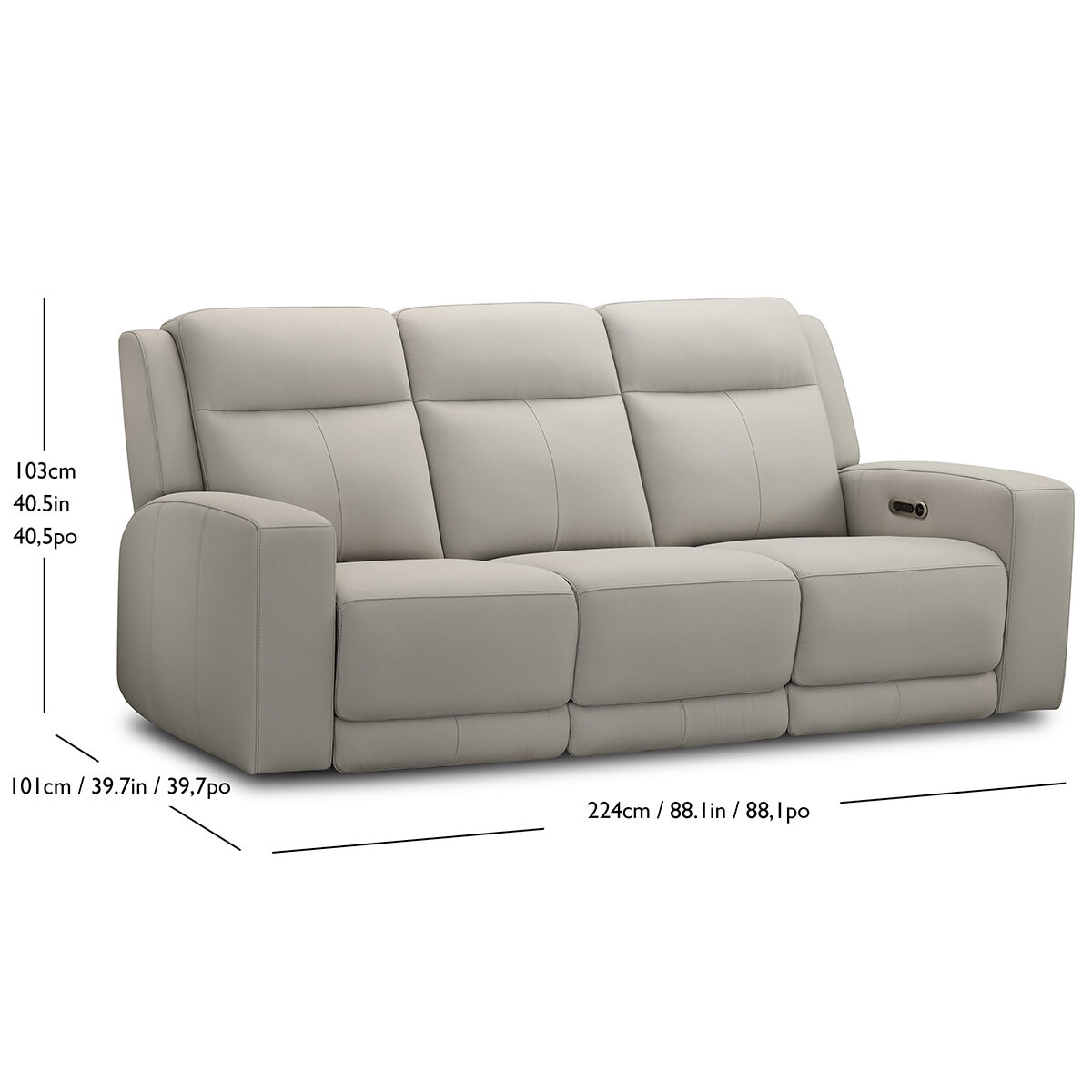 Simon Li Furniture, Sofá Reclinable de Piel con Sistema Eléctrico Simon Li Furniture, Sofá Reclinable de Piel con Sistema Eléctrico