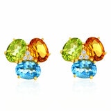 Aretes, Broquel de Piedras Preciosas, Oro Amarillo 14 K Aretes, Broquel de Piedras Preciosas, Oro Amarillo 14 K