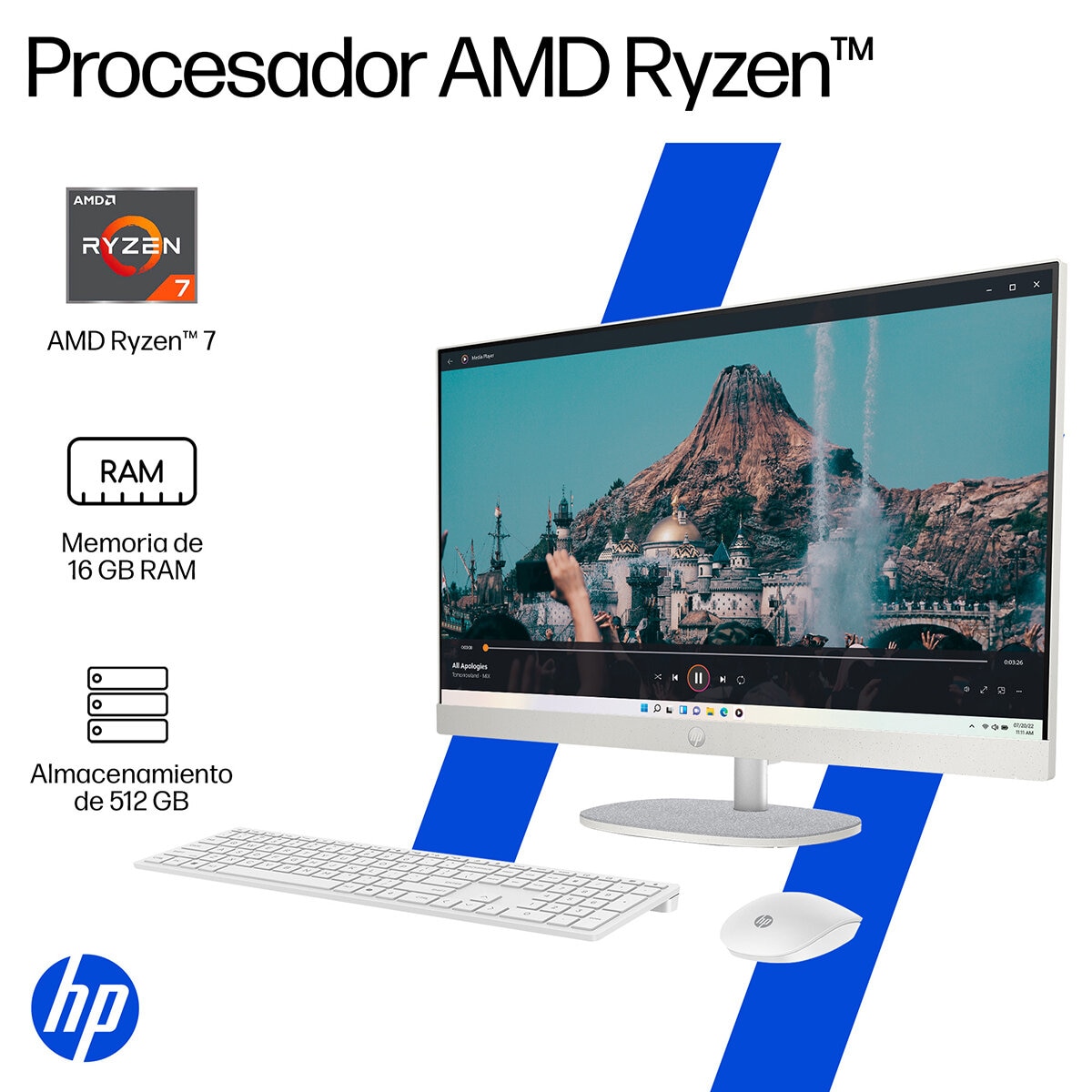 HP All In One 27-cr0275la Desktop 27" FHD AMD Ryzen 7 16GB 512GB SSD HP All In One 27-cr0275la Desktop 27" FHD AMD Ryzen 7 16GB 512GB SSD