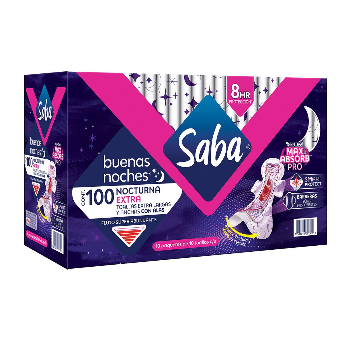 Saba Buenas Noches Extra Toallas Femeninas 100 Pzas Saba Buenas Noches Extra Toallas Femeninas 100 Pzas