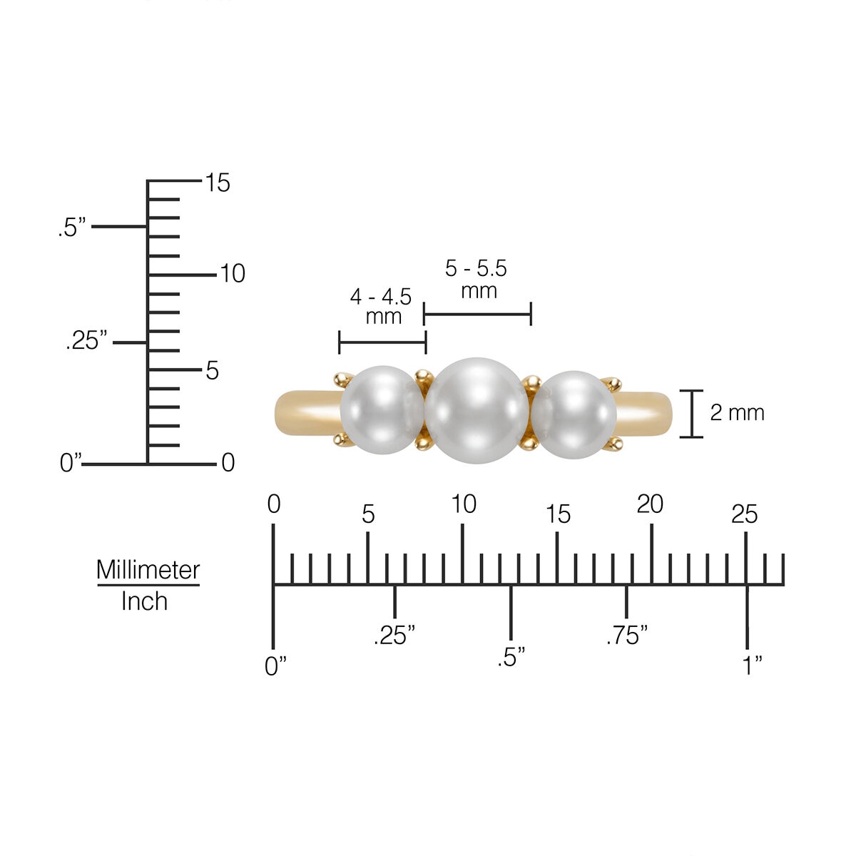 Anillo de Perla Cultivada, Oro Amarillo de 14K Anillo de Perla Cultivada, Oro Amarillo de 14K