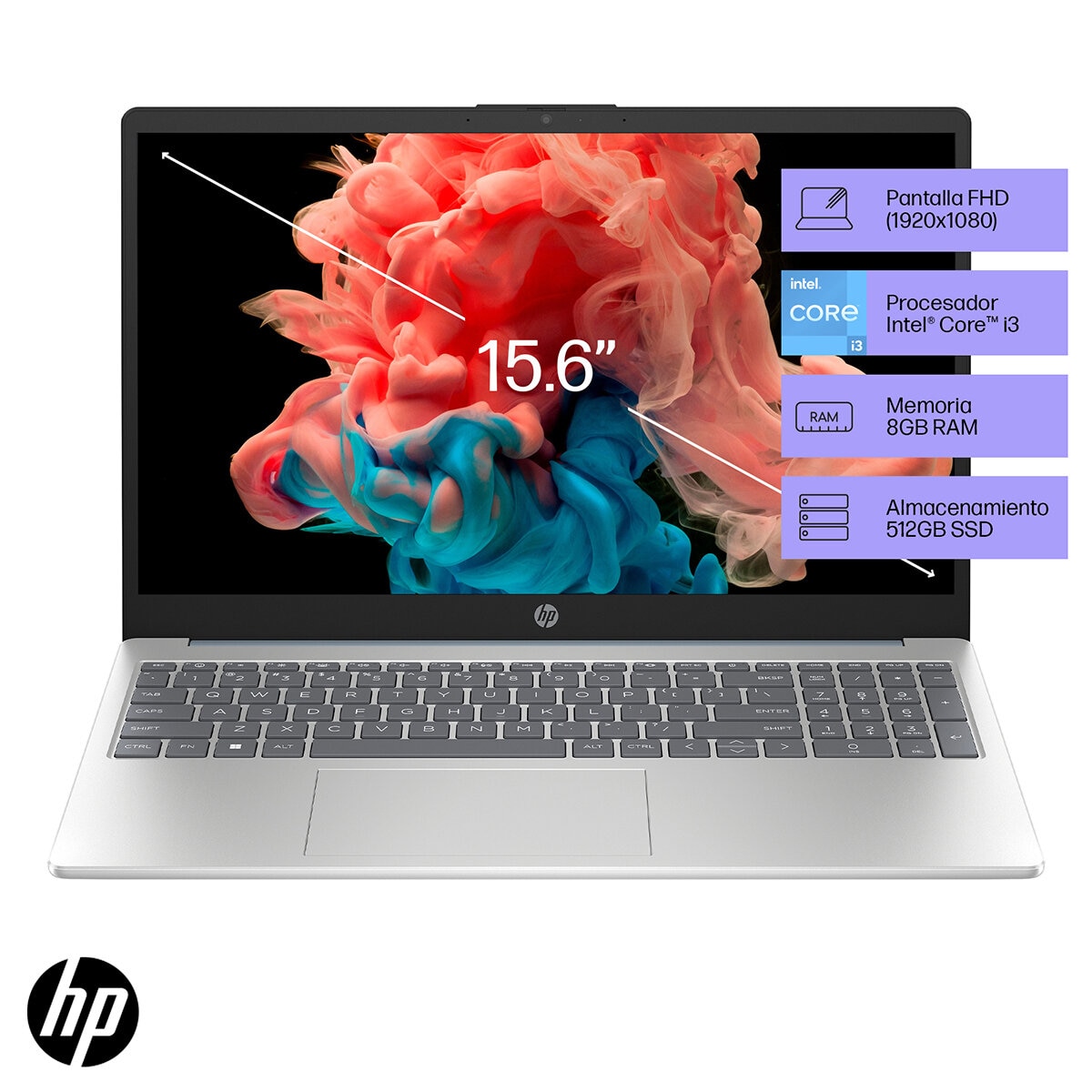 HP 15-fd0026la Laptop 15.6" Full HD Intel Core i3 8GB 512GB SSD