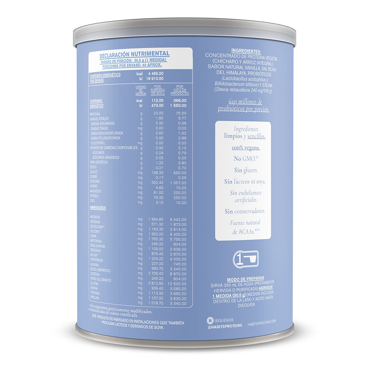 Habits by Not A Fancy Kitchen Proteína Vegetal Vainilla 1.22 kg Habits by Not A Fancy Kitchen Proteína Vegetal Vainilla 1.22 kg