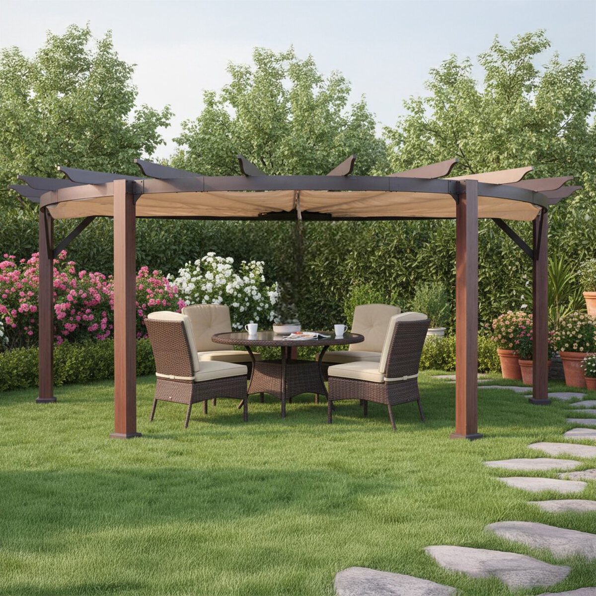 Shandong, Pérgola Semicircular Iris de 6.5m x 2.3m Shandong, Pérgola Semicircular Iris de 6.5m x 2.3m