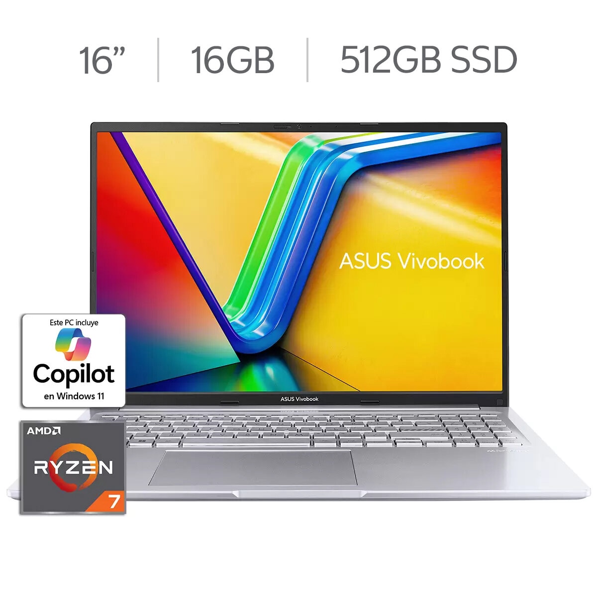 ASUS Vivobook 16 Laptop 16" Full HD AMD Ryzen 7 16GB 512GB SSD ASUS Vivobook 16 Laptop 16" Full HD AMD Ryzen 7 16GB 512GB SSD