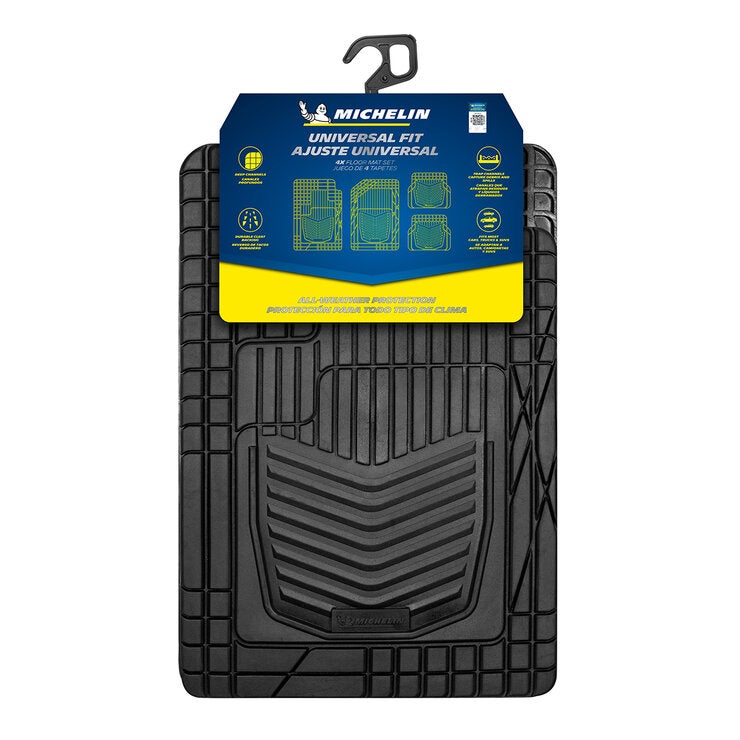 Michelin Tapete Universal de Hule Negro Para Automóvil 4 Piezas Michelin Tapete Universal de Hule Negro Para Automóvil 4 Piezas