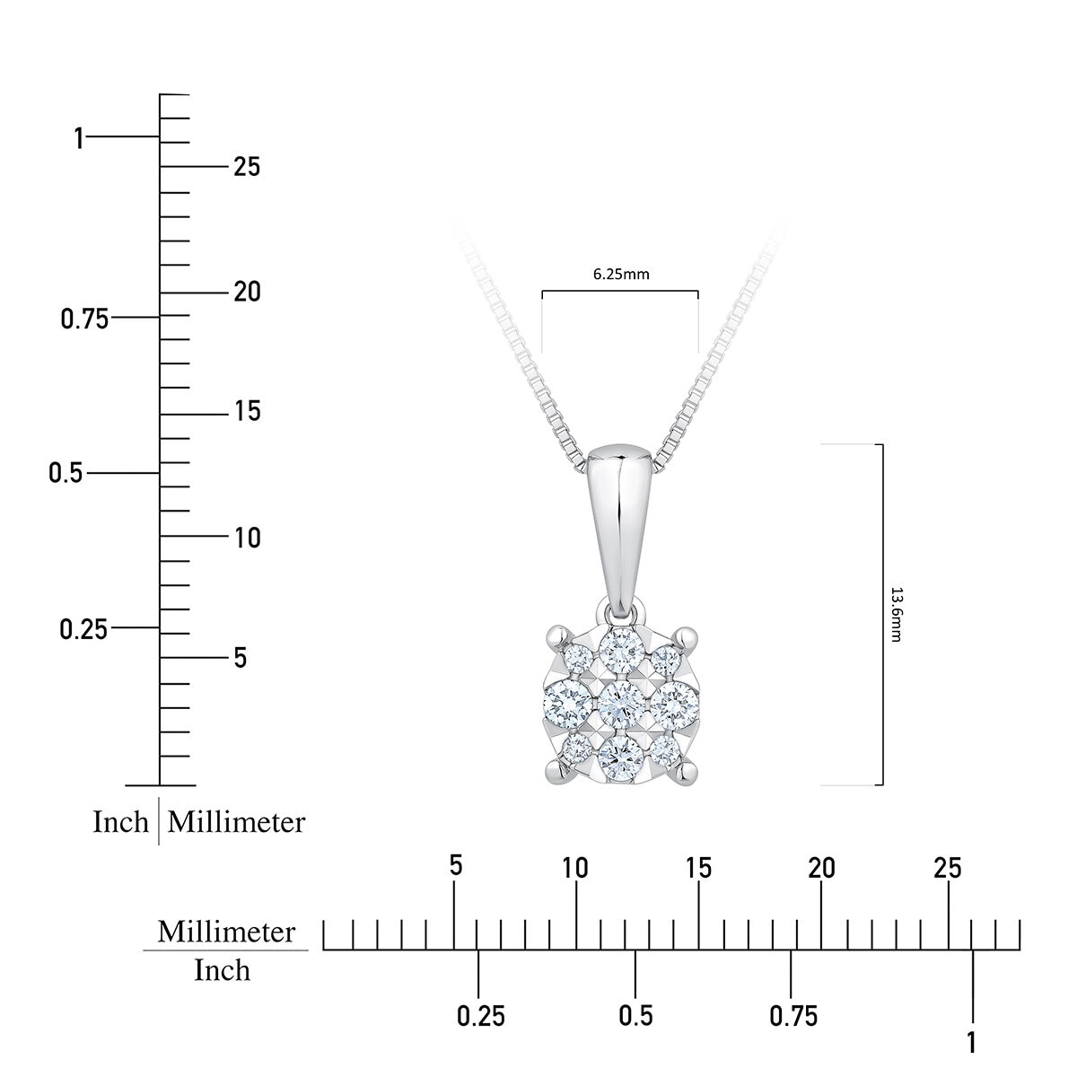 Dije de Diamantes, 0.15ctw, Corte Redondo, Oro Blanco de 14k