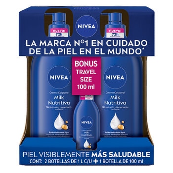 Nivea Body Milk Crema Corporal 2 pzs de 1l + 100 ml Nivea Body Milk Crema Corporal 2 pzs de 1l + 100 ml