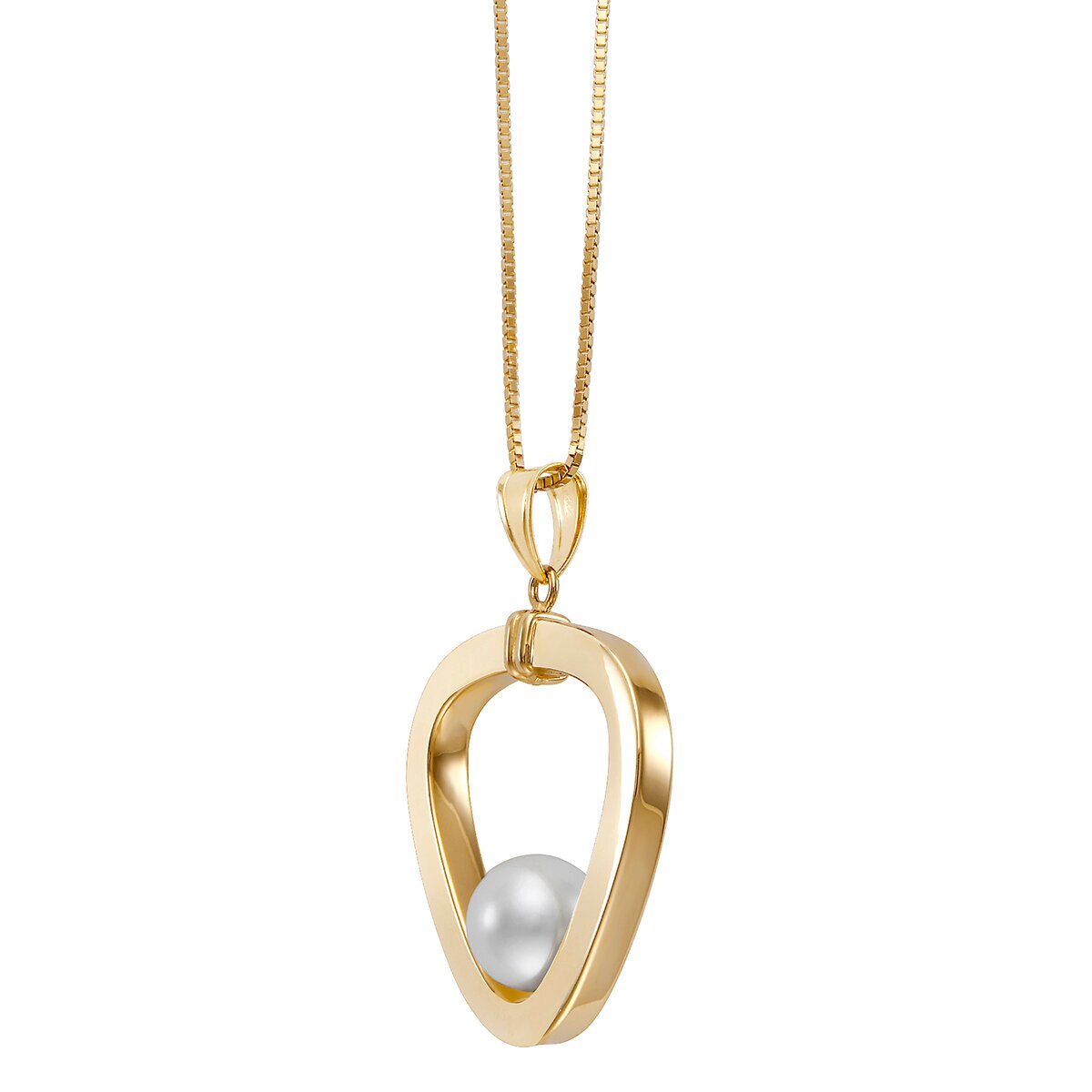 Dije de Perla Cultivada con Cadena 45.72cm, 8-8.5mm, Oro Amarillo de 14K Dije de Perla Cultivada con Cadena 45.72cm, 8-8.5mm, Oro Amarillo de 14K