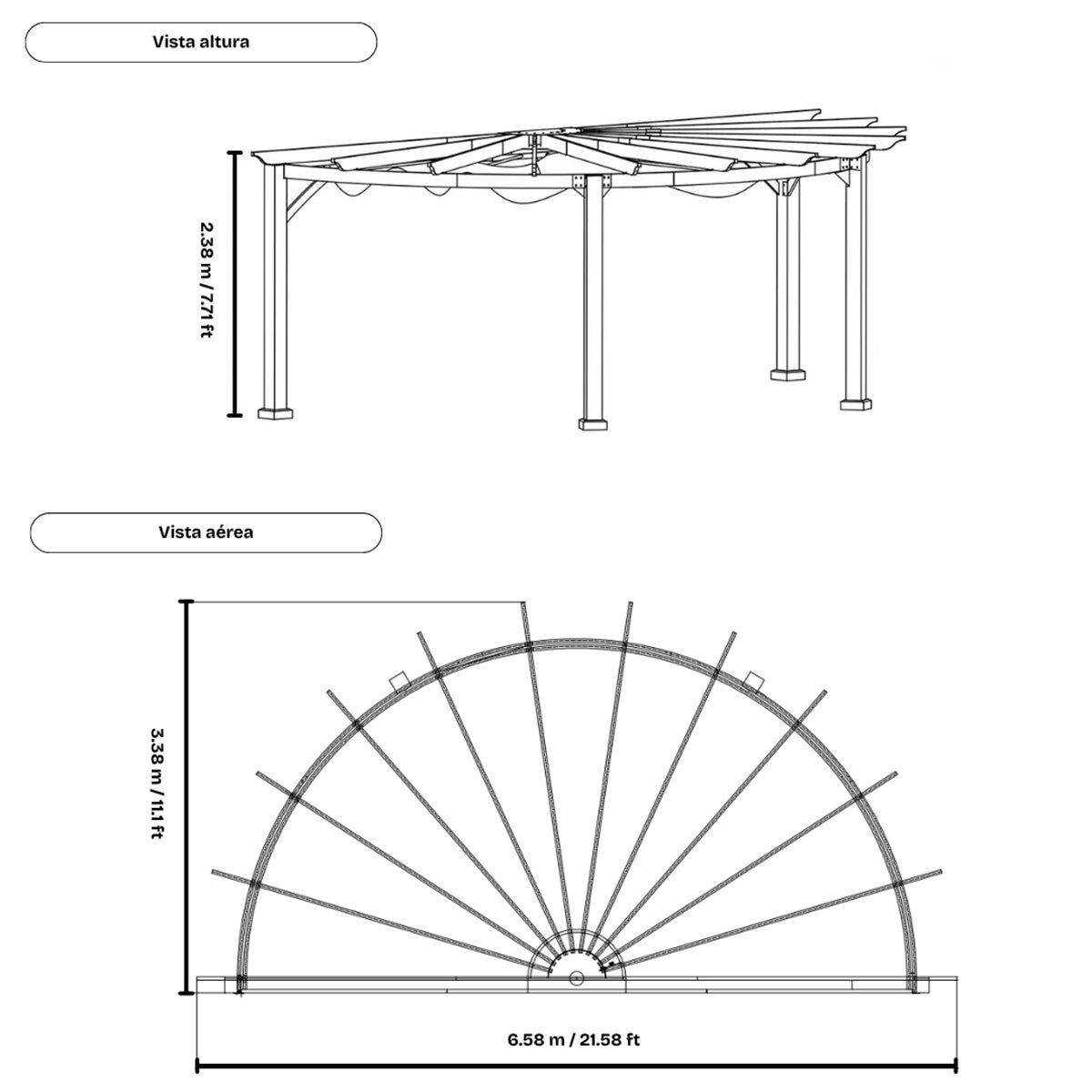 Shandong, Pérgola Semicircular Iris de 6.5m x 2.3m Shandong, Pérgola Semicircular Iris de 6.5m x 2.3m