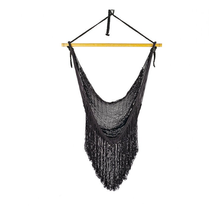 Arte Mayab, Hamaca Estilo Columpio Tejido, de Algodón, Color Negro, para una Persona Arte Mayab, Hamaca Estilo Columpio Tejido, de Algodón, Color Negro, para una Persona