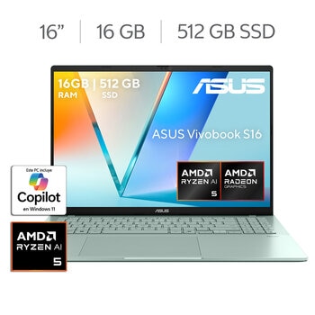 ASUS Vivobook S16 Laptop 16" FHD AMD Ryzen AI 5 330 16GB 512GB SSD ASUS Vivobook S16 Laptop 16" FHD AMD Ryzen AI 5 330 16GB 512GB SSD