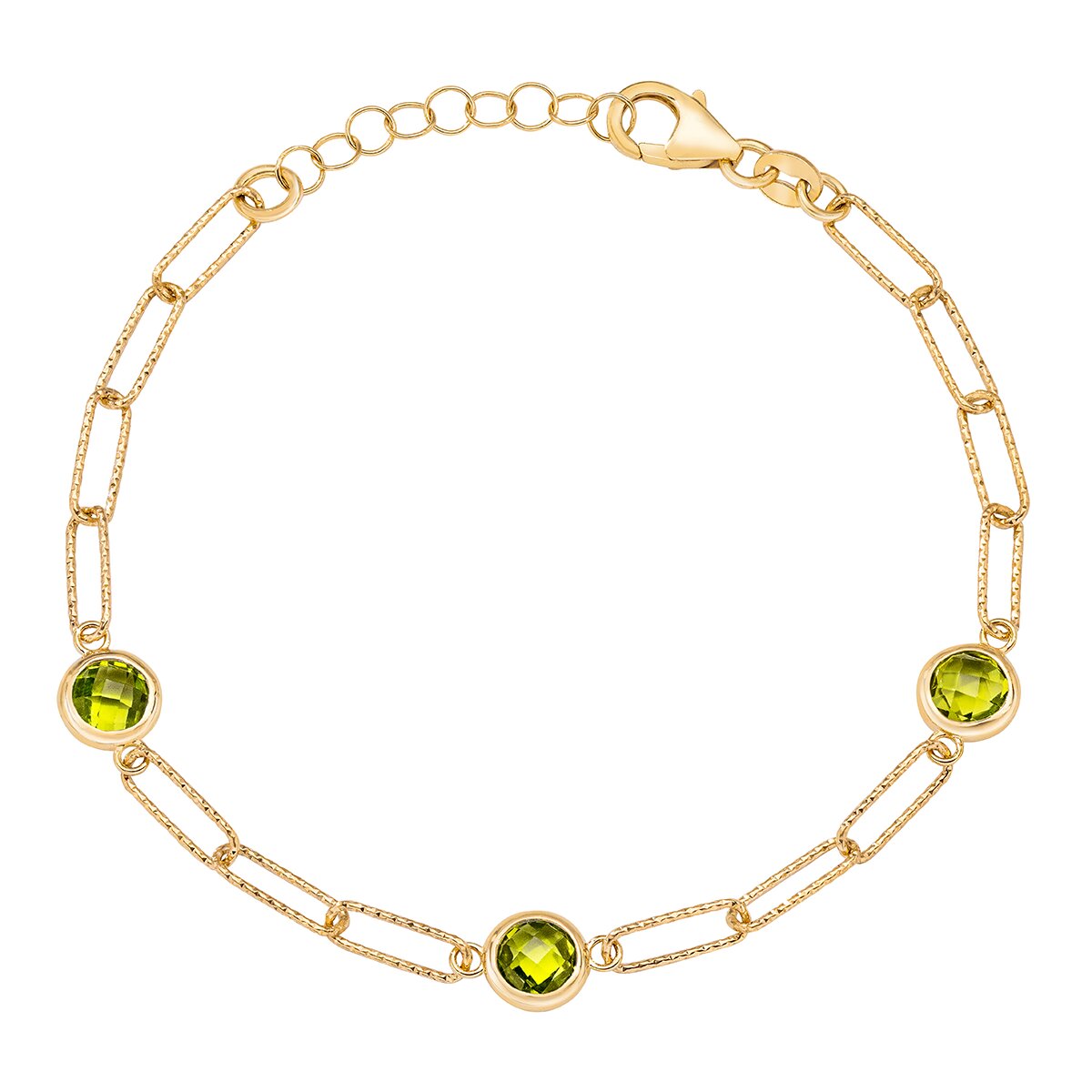 Pulsera de Peridoto, Oro Amarillo de 14K