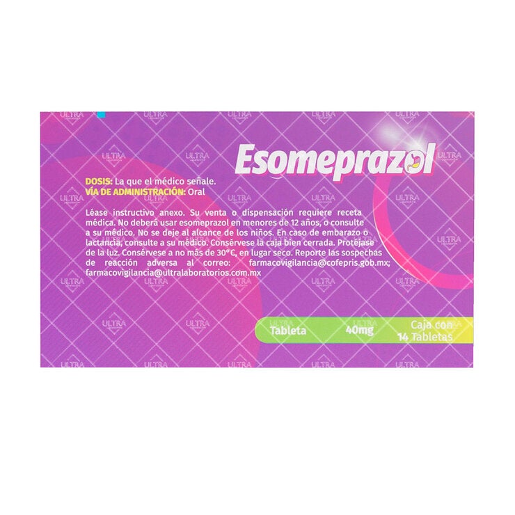 Esomeprazol 40 mg con 14 tabletas Esomeprazol 40 mg con 14 tabletas