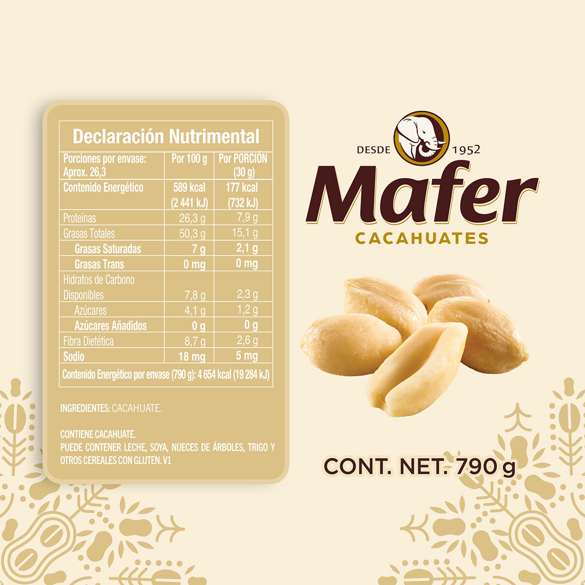 Mafer Cacahuate sin Sal 790 g