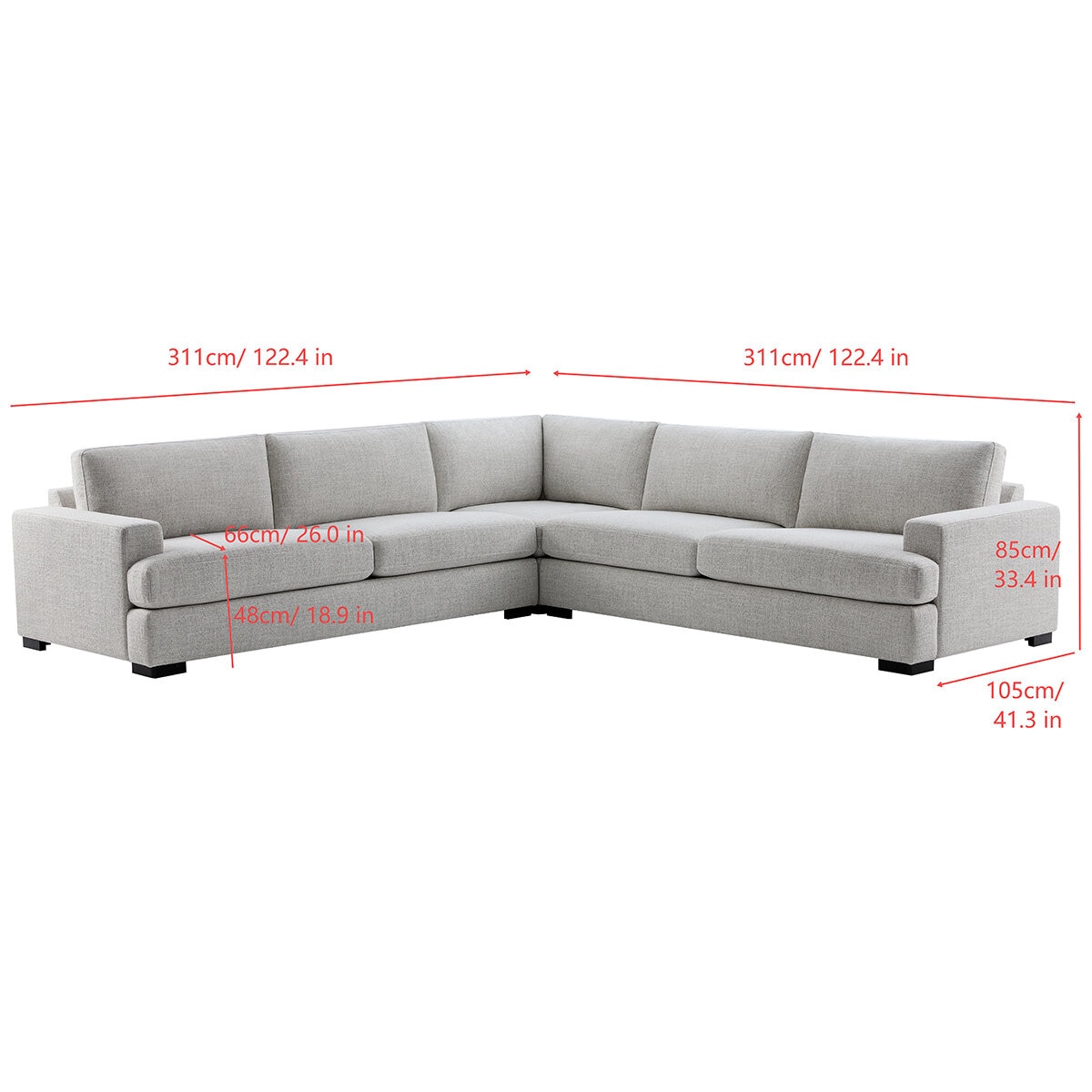 Aiden & Ivy, Seccional de Tela de 3 Piezas Aiden & Ivy, Seccional de Tela de 3 Piezas