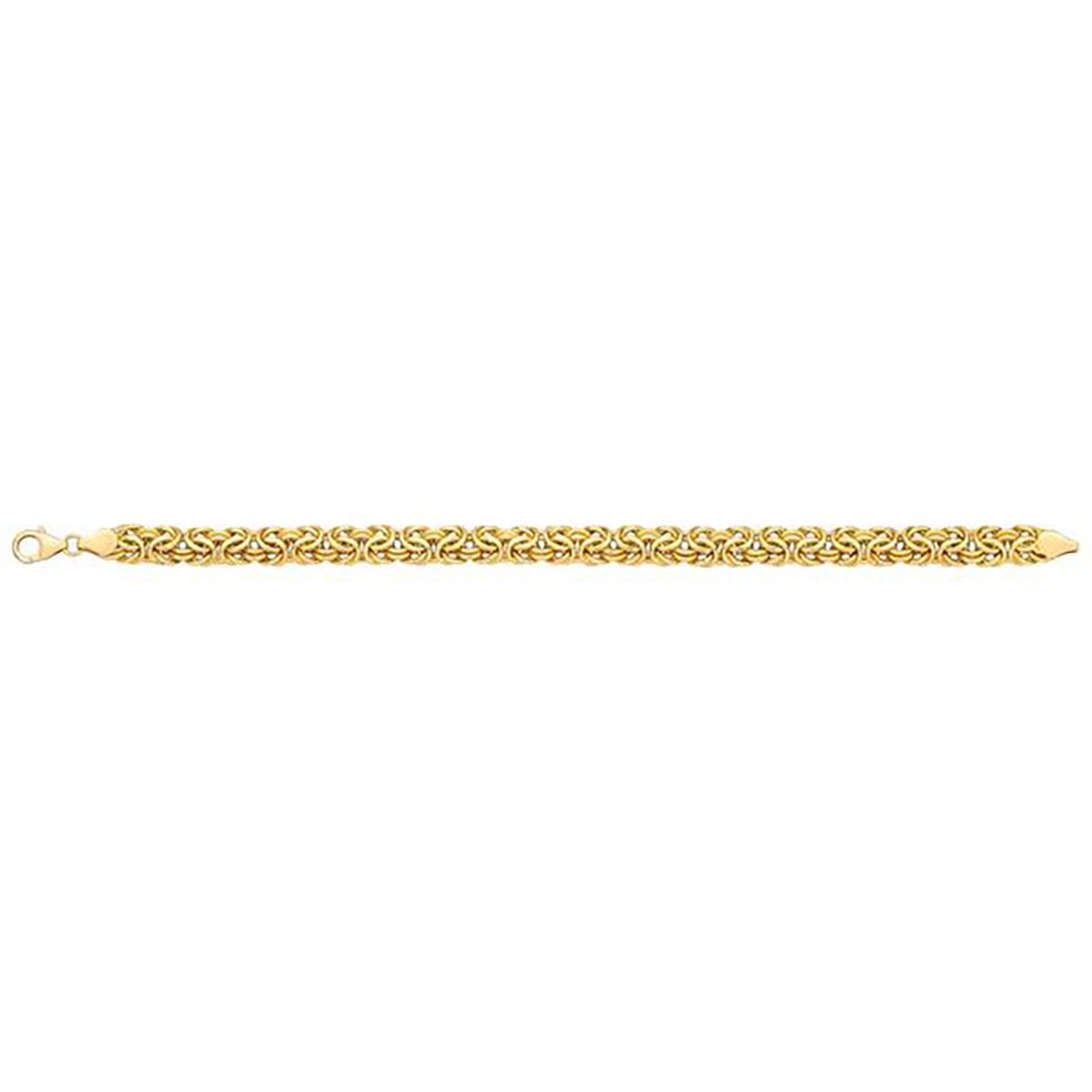 Pulsera Bizantina Pulida para Dama, Oro Amarillo de 14K de 19.05cm