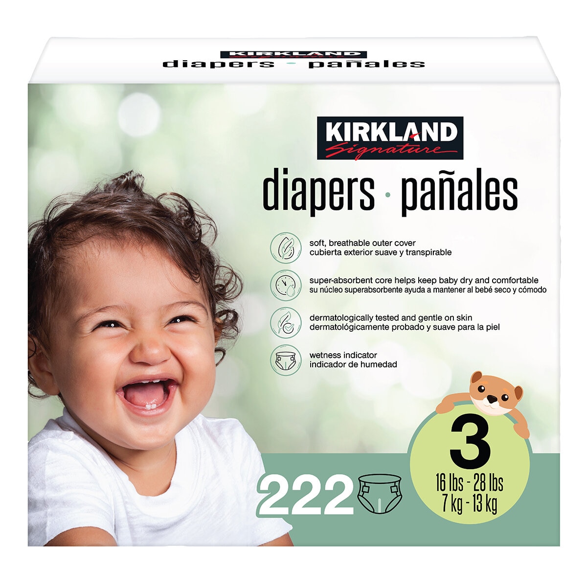 Kirkland Signature Pañales Etapa 3 Unisex 222 pzas Kirkland Signature Pañales Etapa 3 Unisex 222 pzas