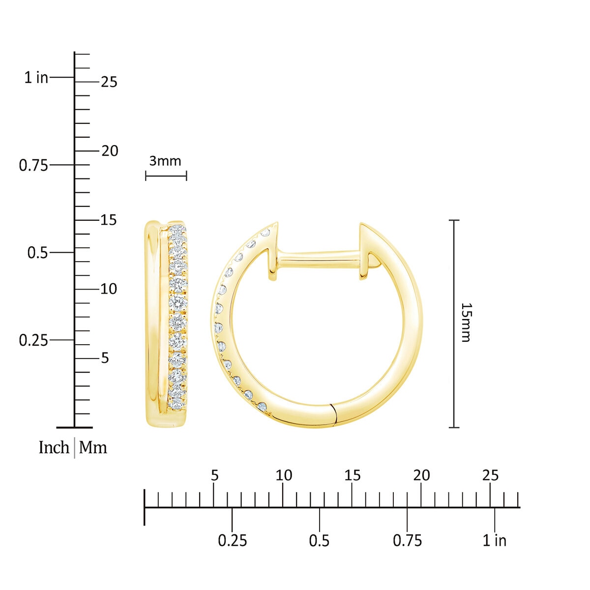 Arracadas de Diamantes .15ctw, Corte Redondo Brillante, Oro Amarillo de 14K