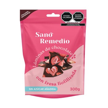 Sano Remedio Laminas De Chocolate Con Fresa Liofilizada 300 g Sano Remedio Laminas De Chocolate Con Fresa Liofilizada 300 g