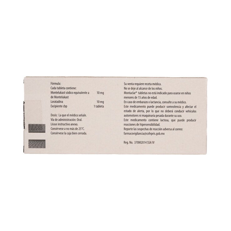 Montaclar 10 mg/10 mg 30 Tabletas Montaclar 10 mg/10 mg 30 Tabletas