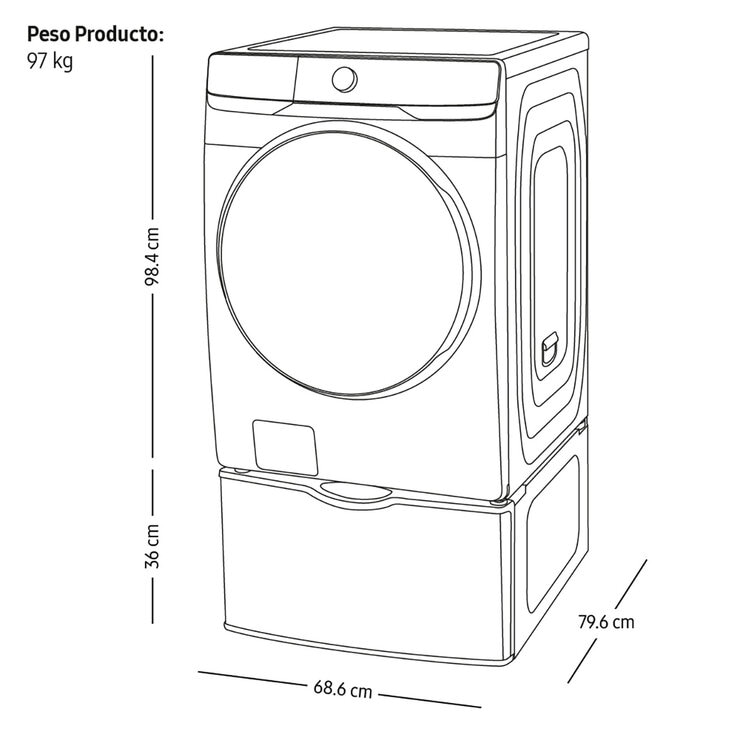 Samsung Lavasecadora Eléctrica 20Kg/12Kg con Pedestal Samsung Lavasecadora Eléctrica 20Kg/12Kg con Pedestal