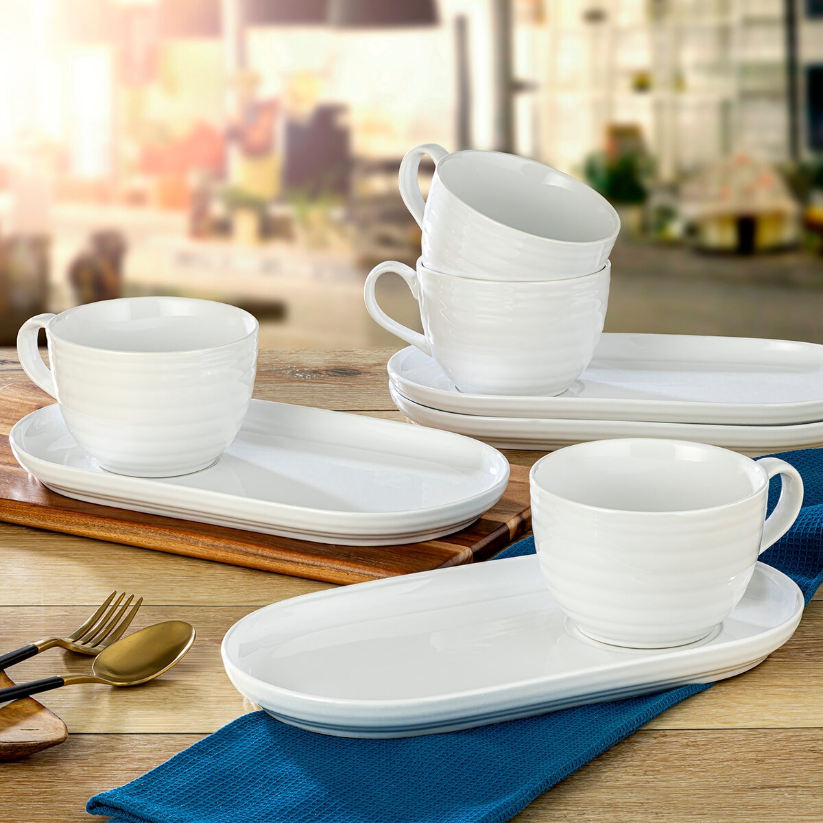 Signature Housewares 4 Juegos de Taza y Plato de Cerámica Signature Housewares 4 Juegos de Taza y Plato de Cerámica