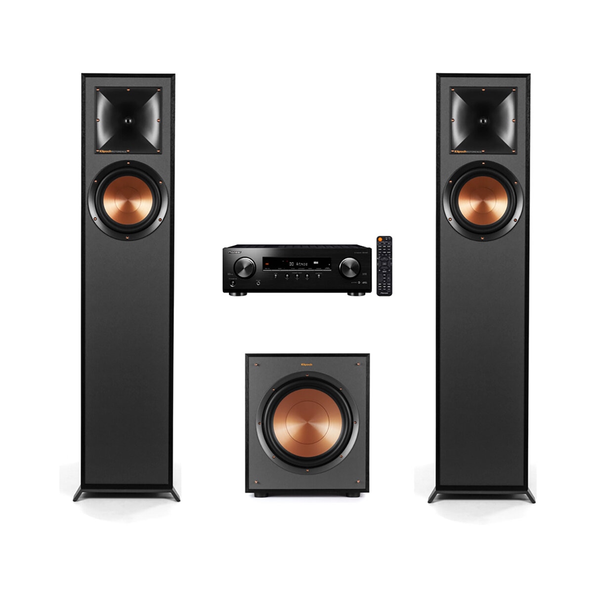 Klipsch Sistema de Audio 2 Torres, Subwoofer y Amplificador Pioneer