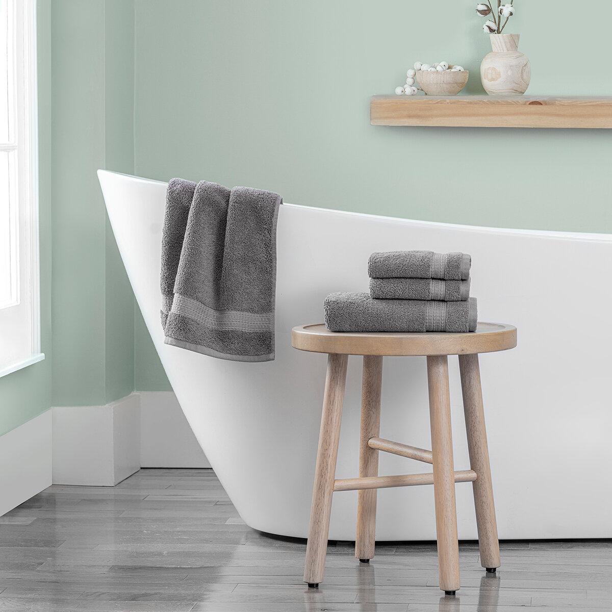 Purely Indulgent Juego de 4 Toallas Gris Purely Indulgent Juego de 4 Toallas Gris