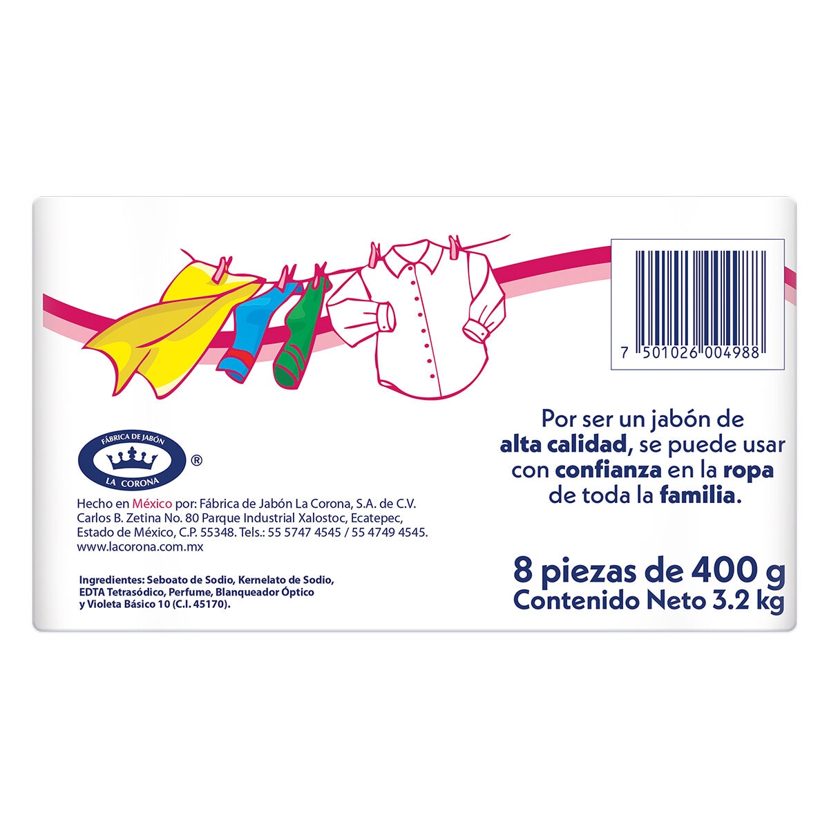 Zote Jabón de Lavandería 8 pzas de 400 g Zote Jabón de Lavandería 8 pzas de 400 g