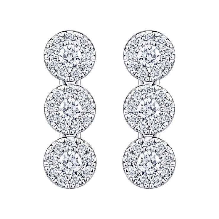 Aretes Colgantes de Diamantes 0.70ctw, en Oro Blanco 14K Aretes Colgantes de Diamantes 0.70ctw, en Oro Blanco 14K