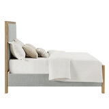 Henredon, Cama Queen con Tapizado de Tela Gris