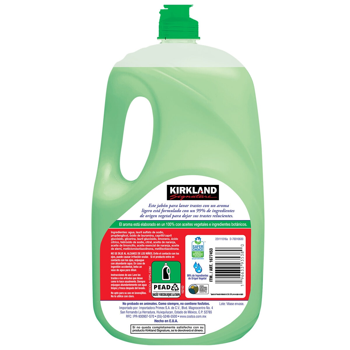 Kirkland Signature Jabón Para Trastes de Origen Vegetal 2.6 l Kirkland Signature Jabón Para Trastes de Origen Vegetal 2.6 l