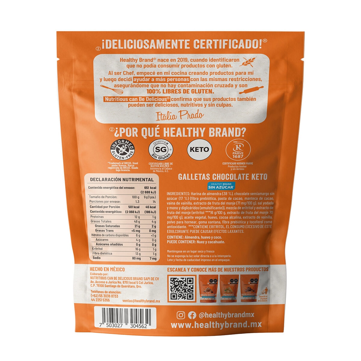 Healthy Brand Galletas de Chocolate Keto 126 g Healthy Brand Galletas de Chocolate Keto 126 g