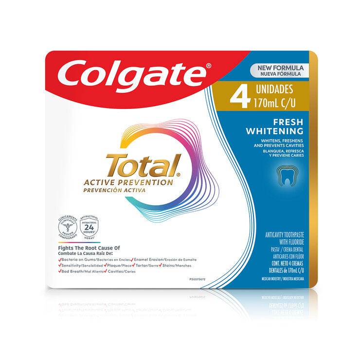 Colgate Pasta Dental Total Active 4 pzs de 170ml Colgate Pasta Dental Total Active 4 pzs de 170ml