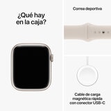 Apple Watch S9 (GPS) Caja de aluminio blanco estelar 45mm con correa deportiva blanco estelar