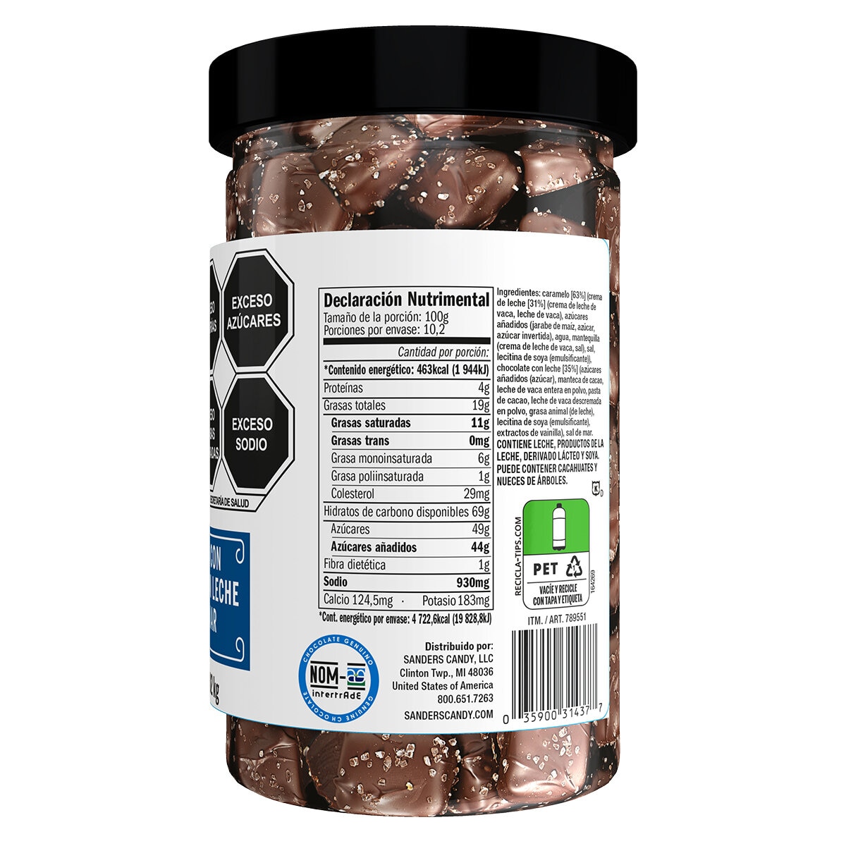 Sanders Caramelos con Chocolate con Leche y Sal de Mar 1.02 kg