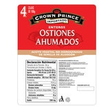 Crown Prince Ostiones Ahumados 4 pzs de 106 g